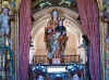   La Virgen en su trono (mirando al camarn y sin corona) momentos antes de ser bajada a las andas procesionales     